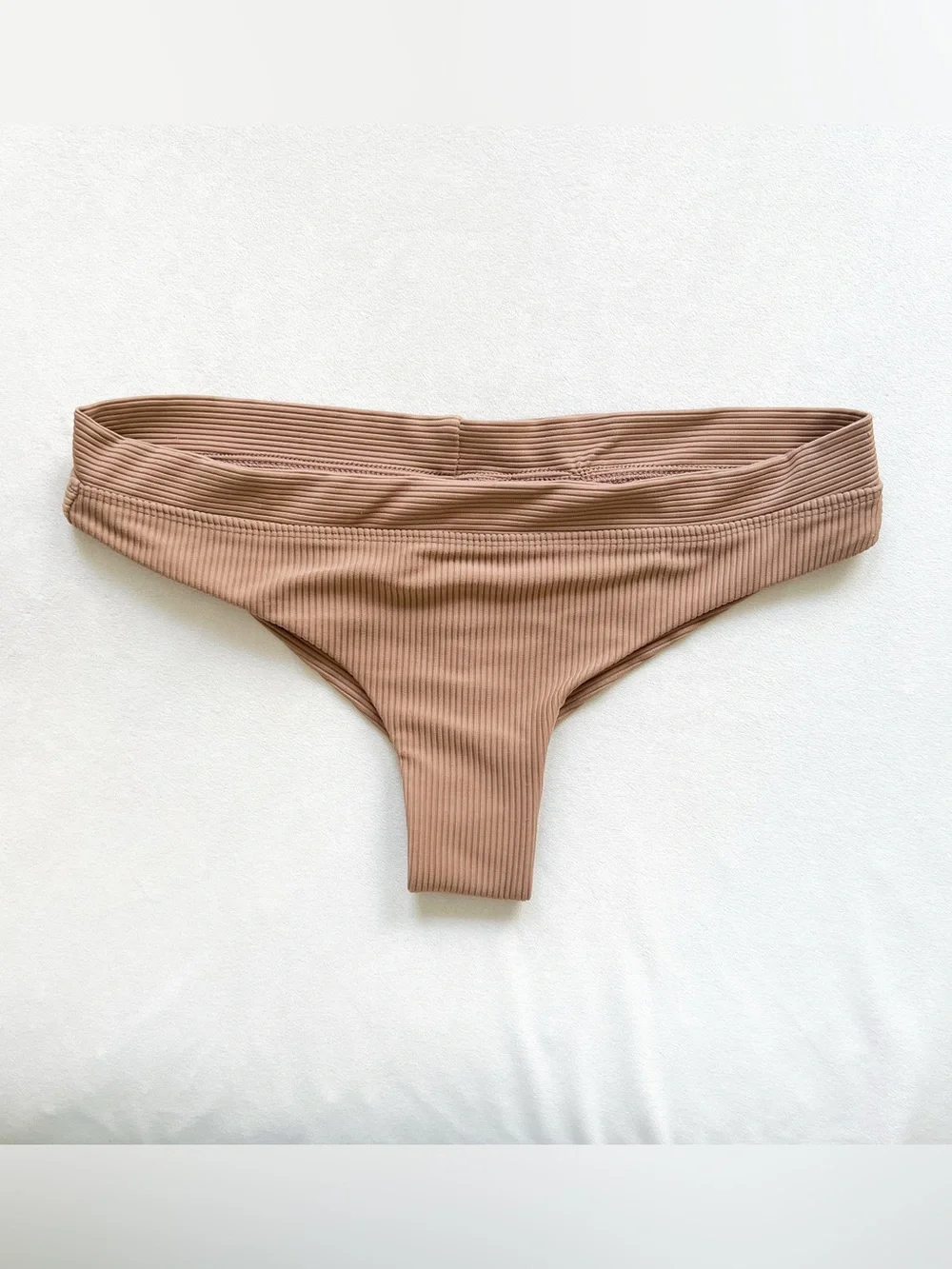 Frankie's Bikinis Ribbed Tan Bikini Bottom - Small